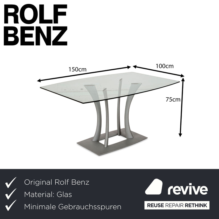 Table à manger en verre Rolf Benz salle à manger argentée