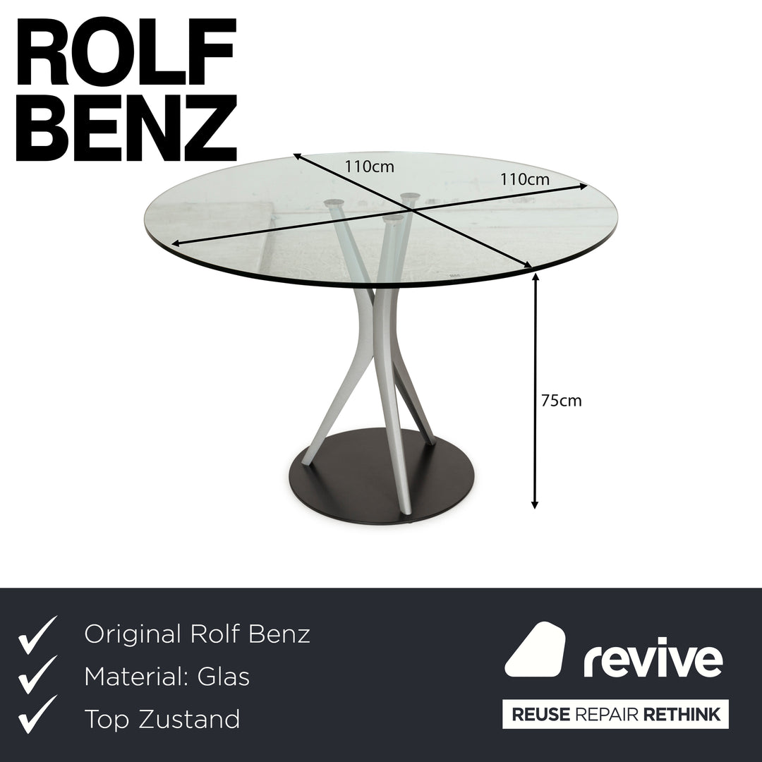 Rolf Benz glass dining table silver