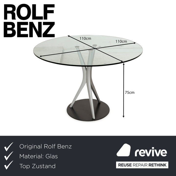 Rolf Benz glass dining table silver