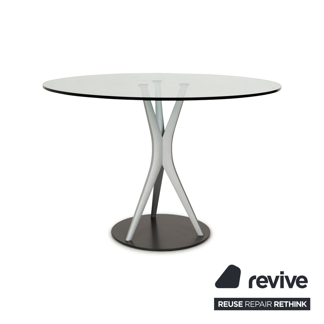 Rolf Benz glass dining table silver