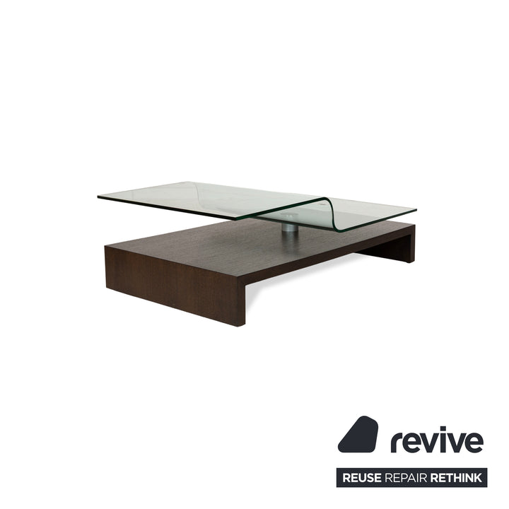 Rolf Benz Glas Holz Couchtisch Braun manuelle Funktion 115 x 75-115 cm