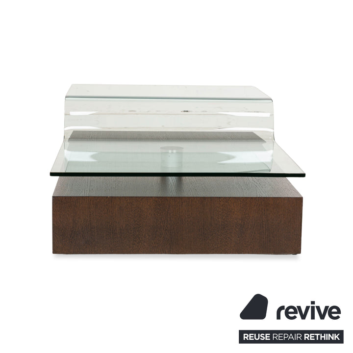 Rolf Benz Glas Holz Couchtisch Braun manuelle Funktion 115 x 75-115 cm