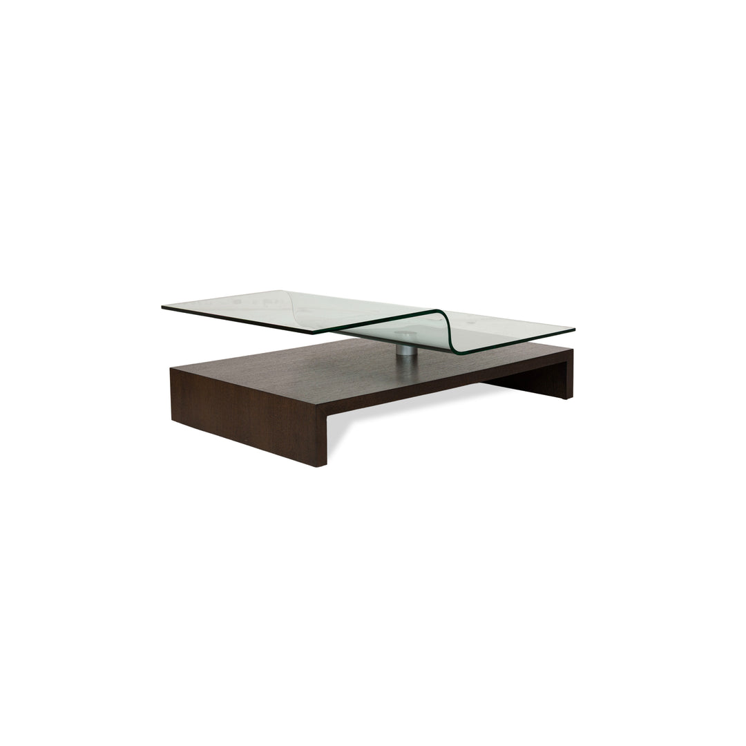 Rolf Benz Glas Holz Couchtisch Braun manuelle Funktion 115 x 75-115 cm