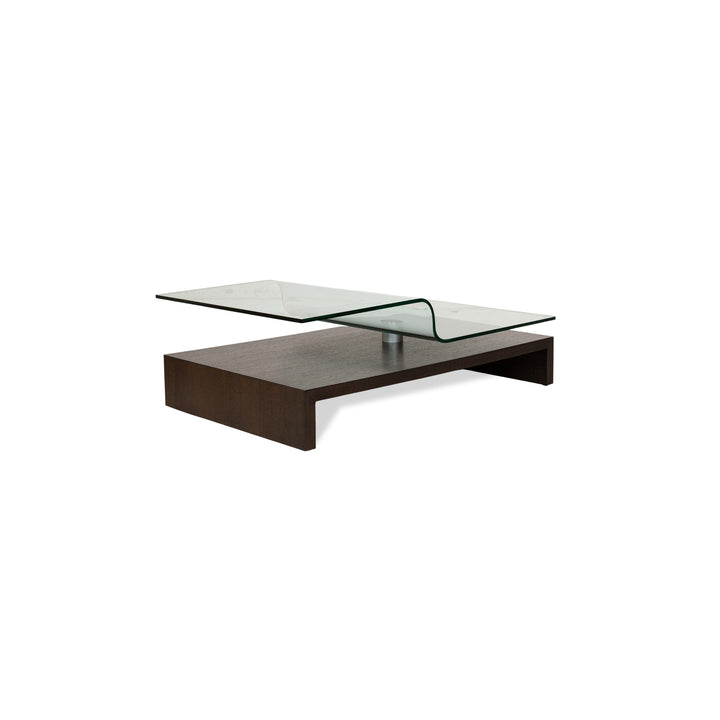 Rolf Benz Glas Holz Couchtisch Braun manuelle Funktion 115 x 75-115 cm