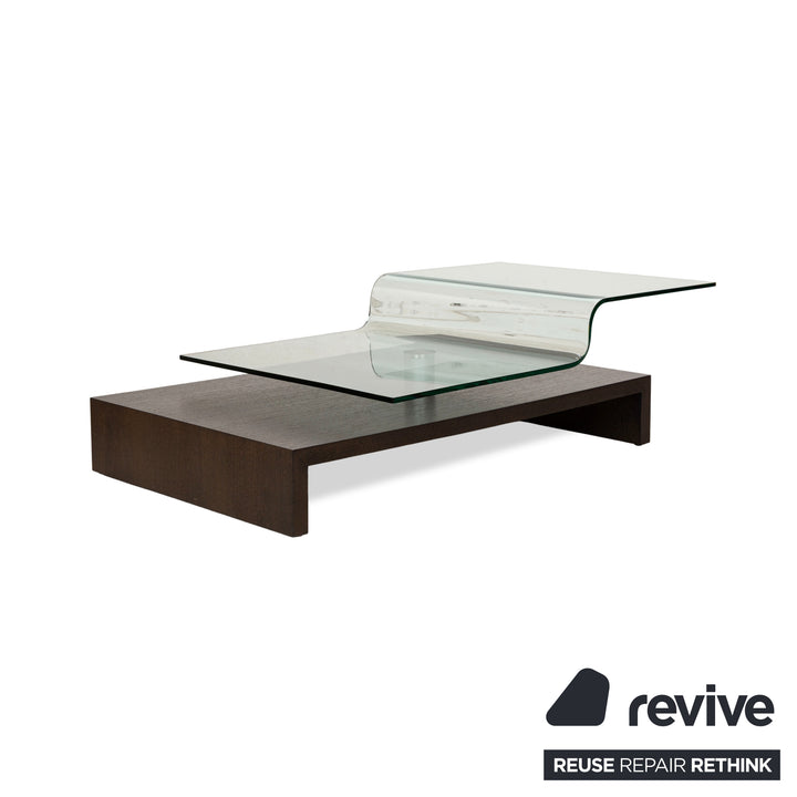 Rolf Benz Glas Holz Couchtisch Braun manuelle Funktion 115 x 75-115 cm