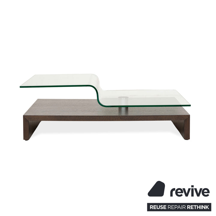 Rolf Benz Glas Holz Couchtisch Braun manuelle Funktion 115 x 75-115 cm