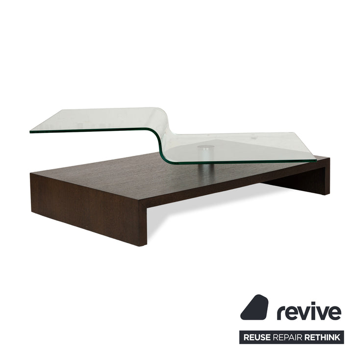 Rolf Benz Glas Holz Couchtisch Braun manuelle Funktion 115 x 75-115 cm