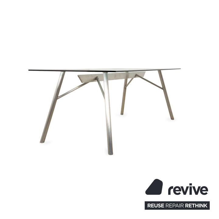 Table en verre Rolf Benz, métal, gris argenté, 200 x 75 x 96