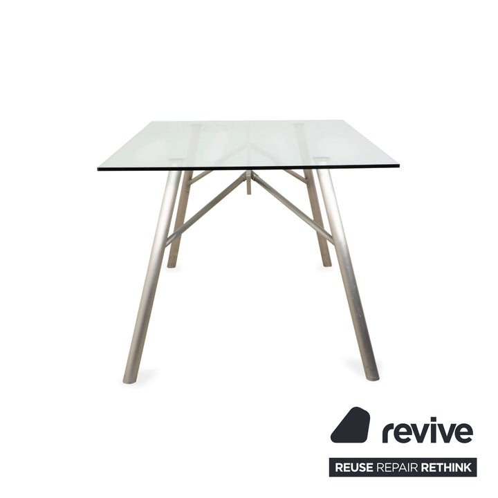 Table en verre Rolf Benz, métal, gris argenté, 200 x 75 x 96