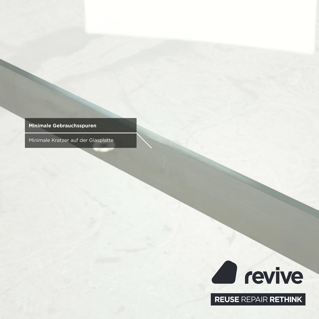 Table en verre Rolf Benz, métal, gris argenté, 200 x 75 x 96