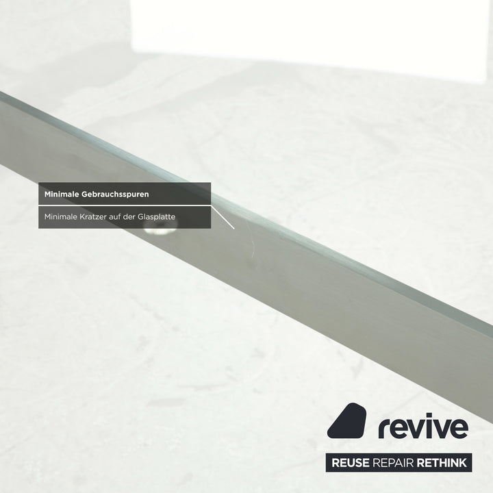 Table en verre Rolf Benz, métal, gris argenté, 200 x 75 x 96