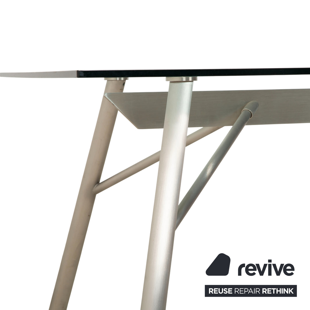 Table en verre Rolf Benz, métal, gris argenté, 200 x 75 x 96