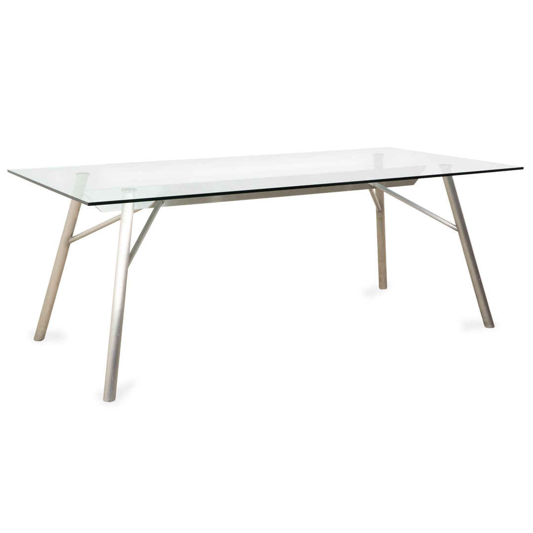 Rolf Benz Glastisch Metall Silber Grau 200 x 75 x 96