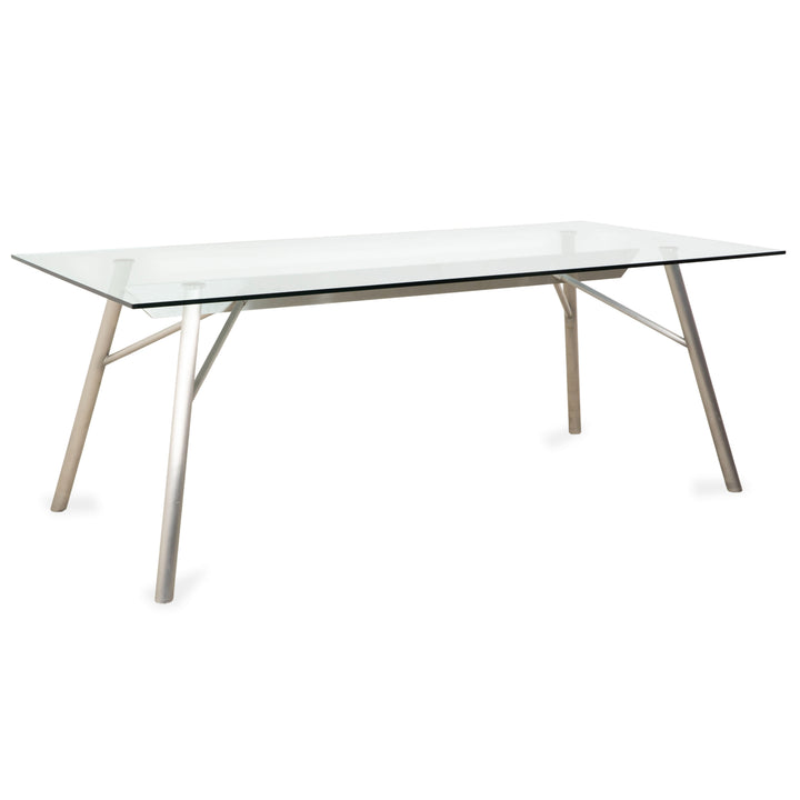 Table en verre Rolf Benz, métal, gris argenté, 200 x 75 x 96