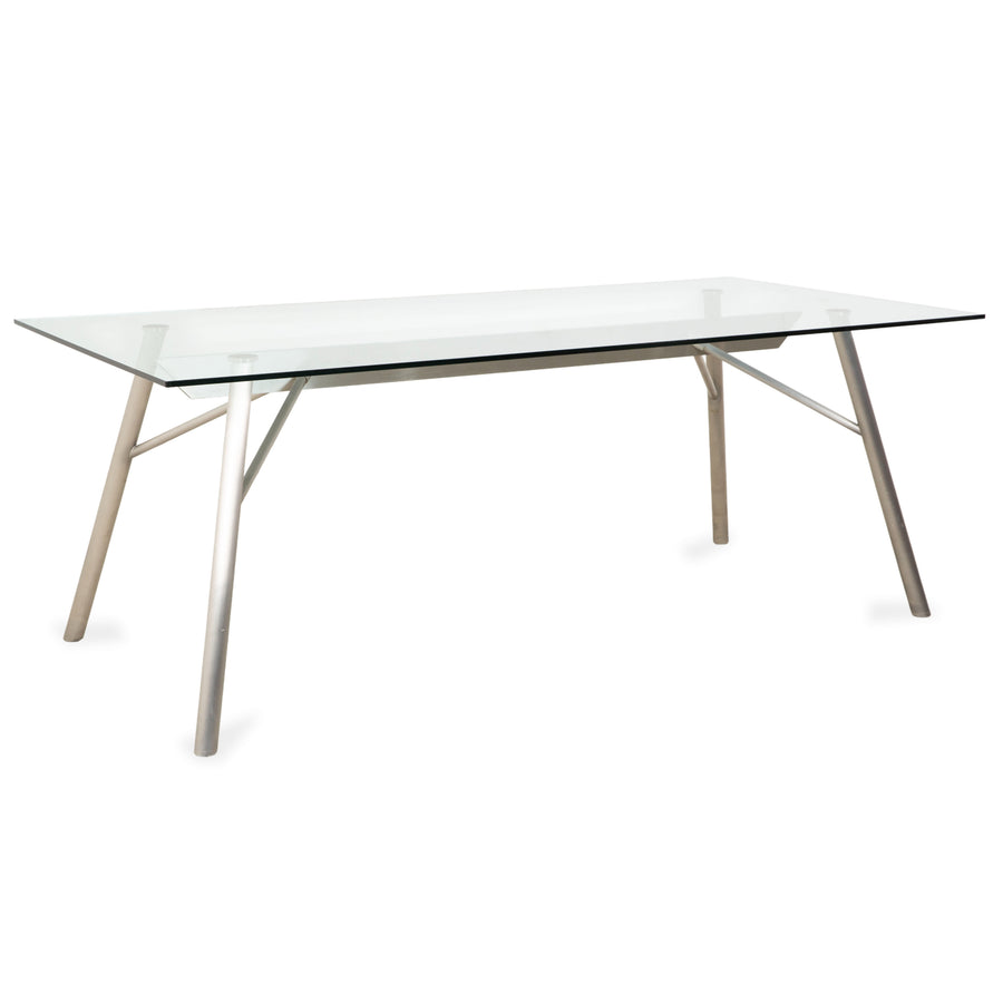 Table en verre Rolf Benz, métal, gris argenté, 200 x 75 x 96