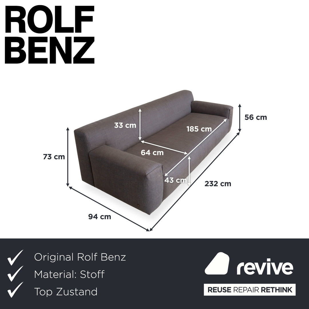 Rolf Benz Grata Dreisitzer Stoff Sofa Grau Couch