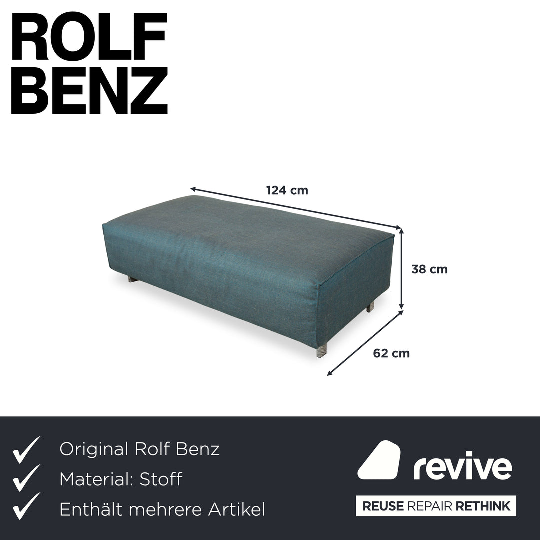 Rolf Benz Grata Garnitur Stoff Dreisitzer Hocker Grün Petrol Blau Türkis Sofa Coch