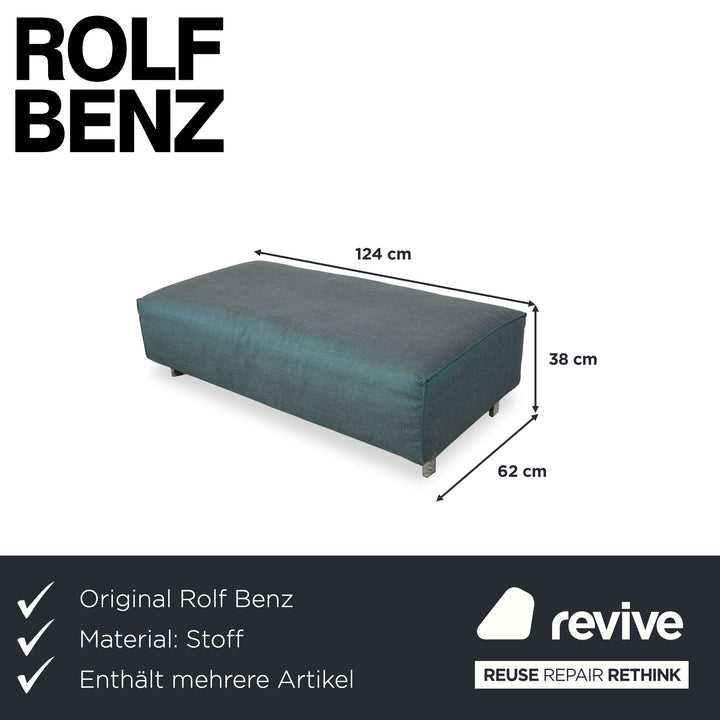Rolf Benz Grata Garnitur Stoff Dreisitzer Hocker Grün Petrol Blau Türkis Sofa Coch