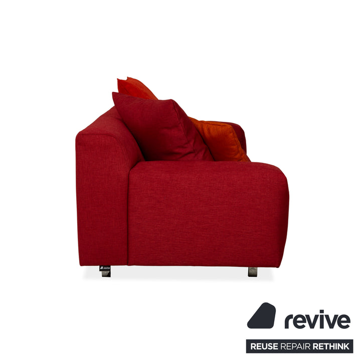 Rolf Benz Grata Fabric Three-Seater Red Sofa Couch