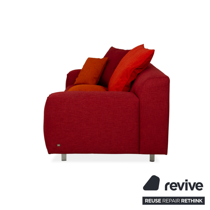 Rolf Benz Grata Fabric Three-Seater Red Sofa Couch
