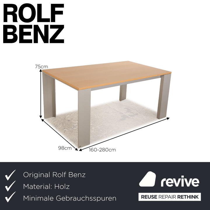 Rolf Benz Holz Esstisch Braun Eiche Aluminium Ausziehfunktion 160/280 x 75 x 98 cm