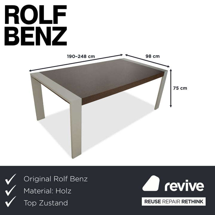 Rolf Benz Holz Esstisch Dunkelbraun Silber Ausziehfunktion 190-248 x 98 x 75 cm