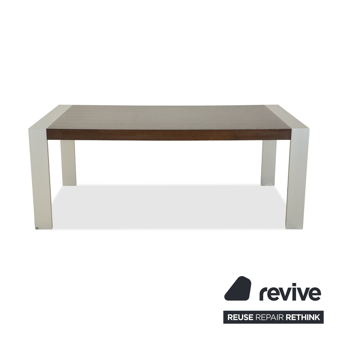 Rolf Benz Holz Esstisch Dunkelbraun Silber Ausziehfunktion 190-248 x 98 x 75 cm