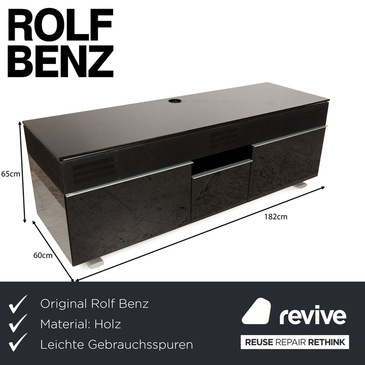 Rolf Benz wooden sideboard black high gloss lowboard media board