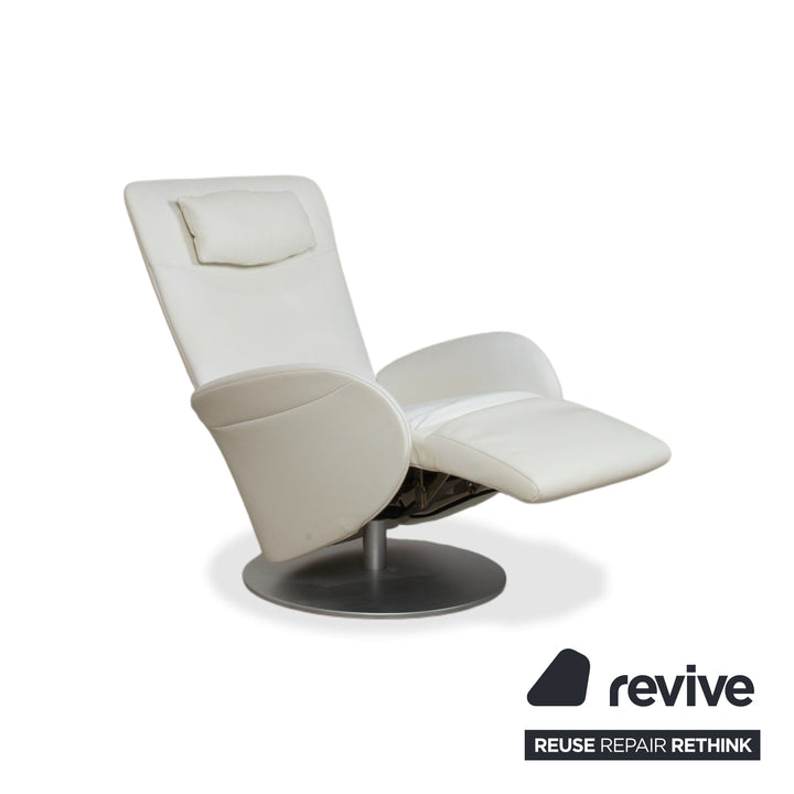 Rolf Benz L-SE-L 572 Fauteuil Cuir Crème Blanc fonction manuelle relax