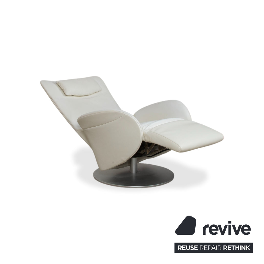 Rolf Benz L-SE-L 572 Fauteuil Cuir Crème Blanc fonction manuelle relax