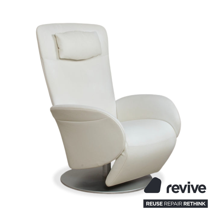 Rolf Benz L-SE-L 572 Fauteuil Cuir Crème Blanc fonction manuelle relax