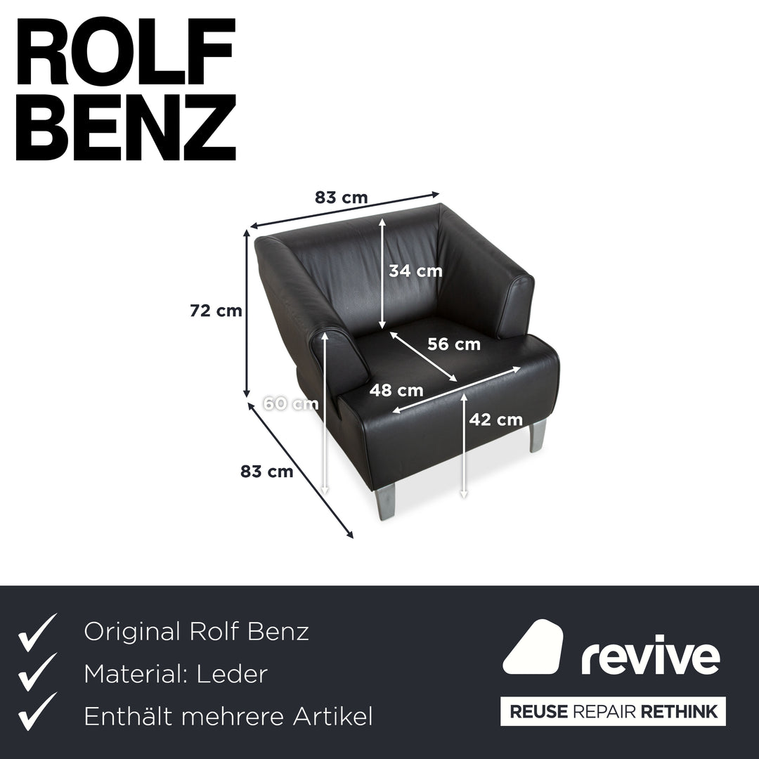 Rolf Benz Leder Sessel 2er Garnitur Schwarz Metall Füße
