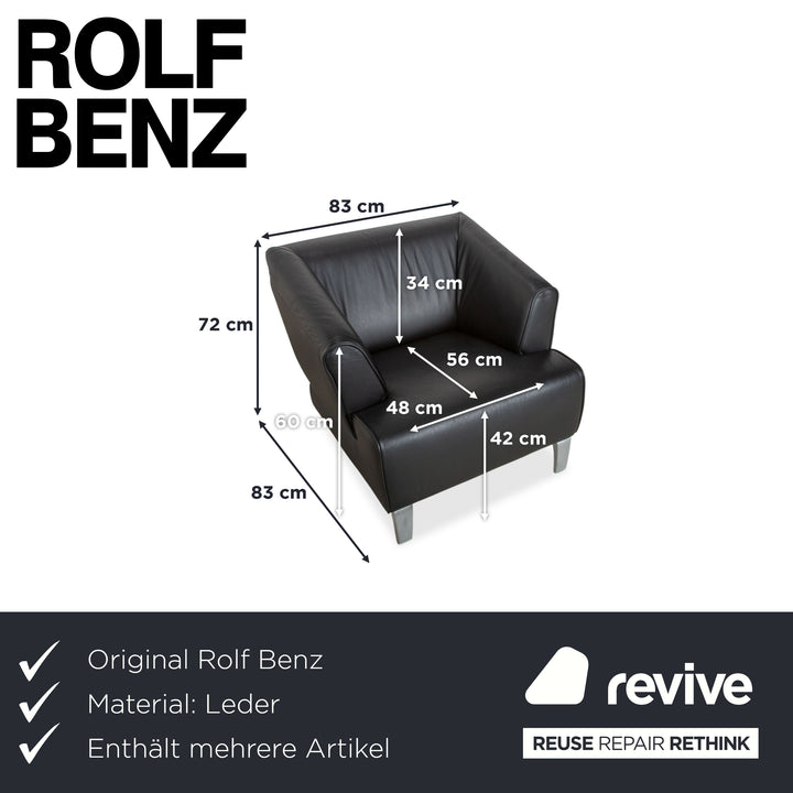 Rolf Benz Leder Sessel 2er Garnitur Schwarz Metall Füße