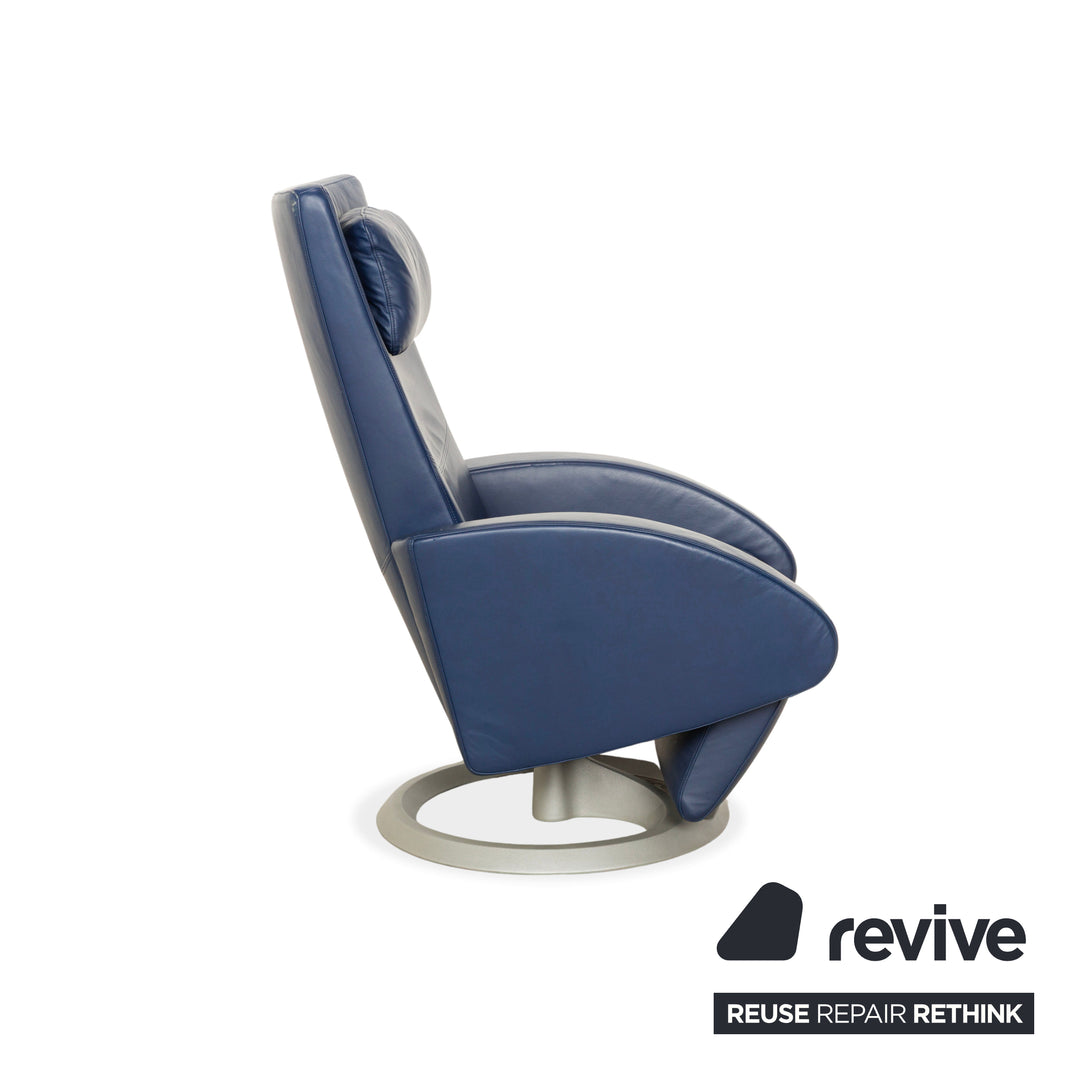 Fauteuil en cuir bleu Rolf Benz à fonction manuelle