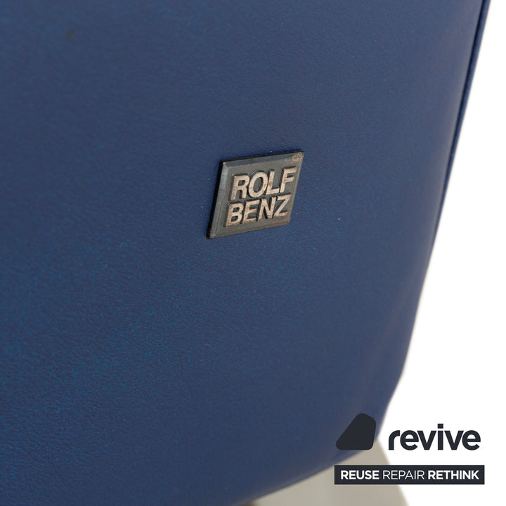 Fauteuil en cuir bleu Rolf Benz à fonction manuelle