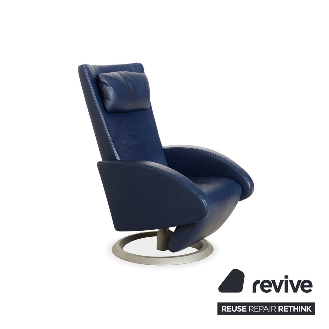 Fauteuil en cuir bleu Rolf Benz à fonction manuelle