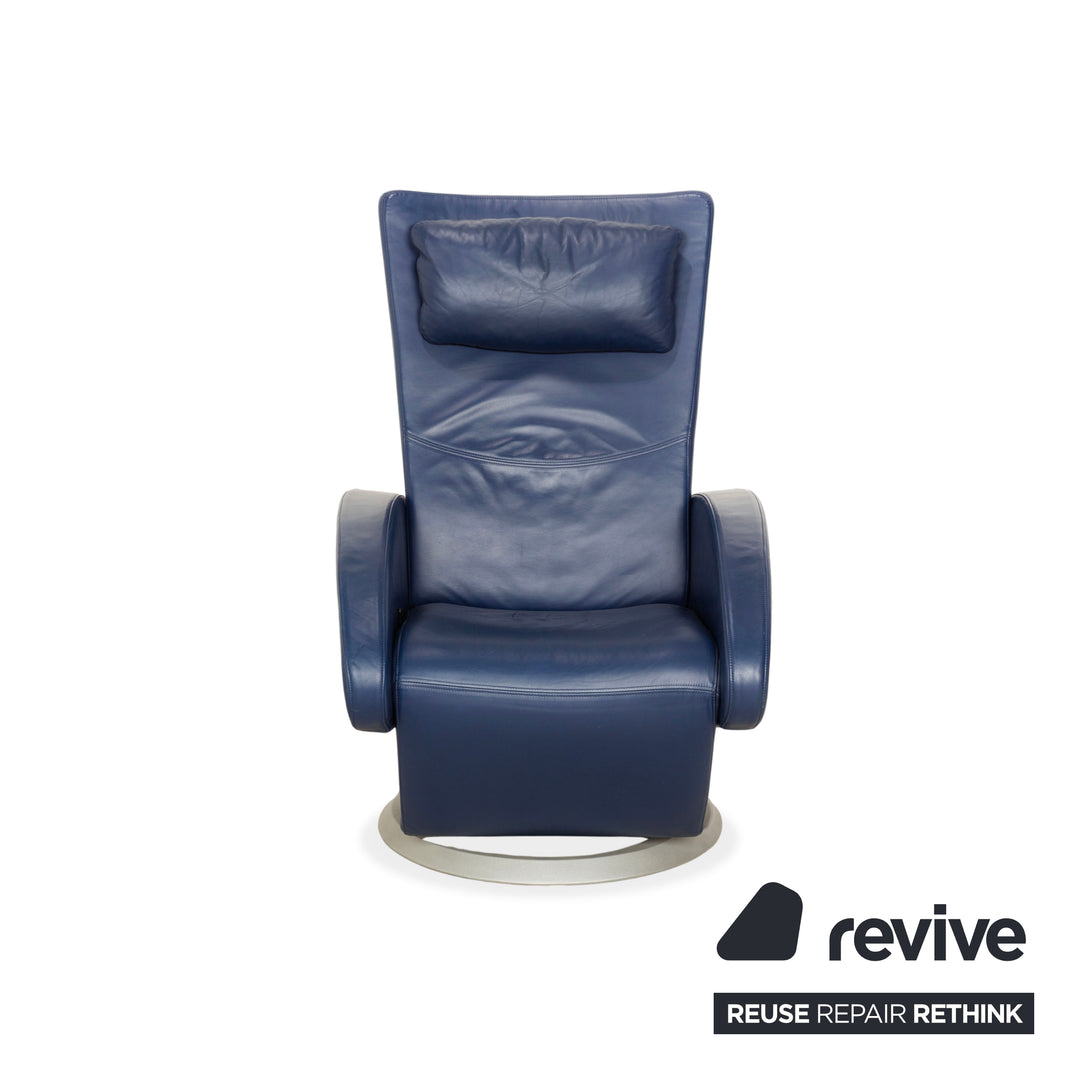 Fauteuil en cuir bleu Rolf Benz à fonction manuelle