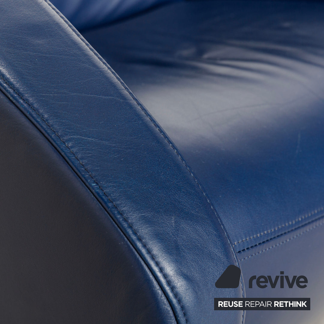 Fauteuil en cuir bleu Rolf Benz à fonction manuelle