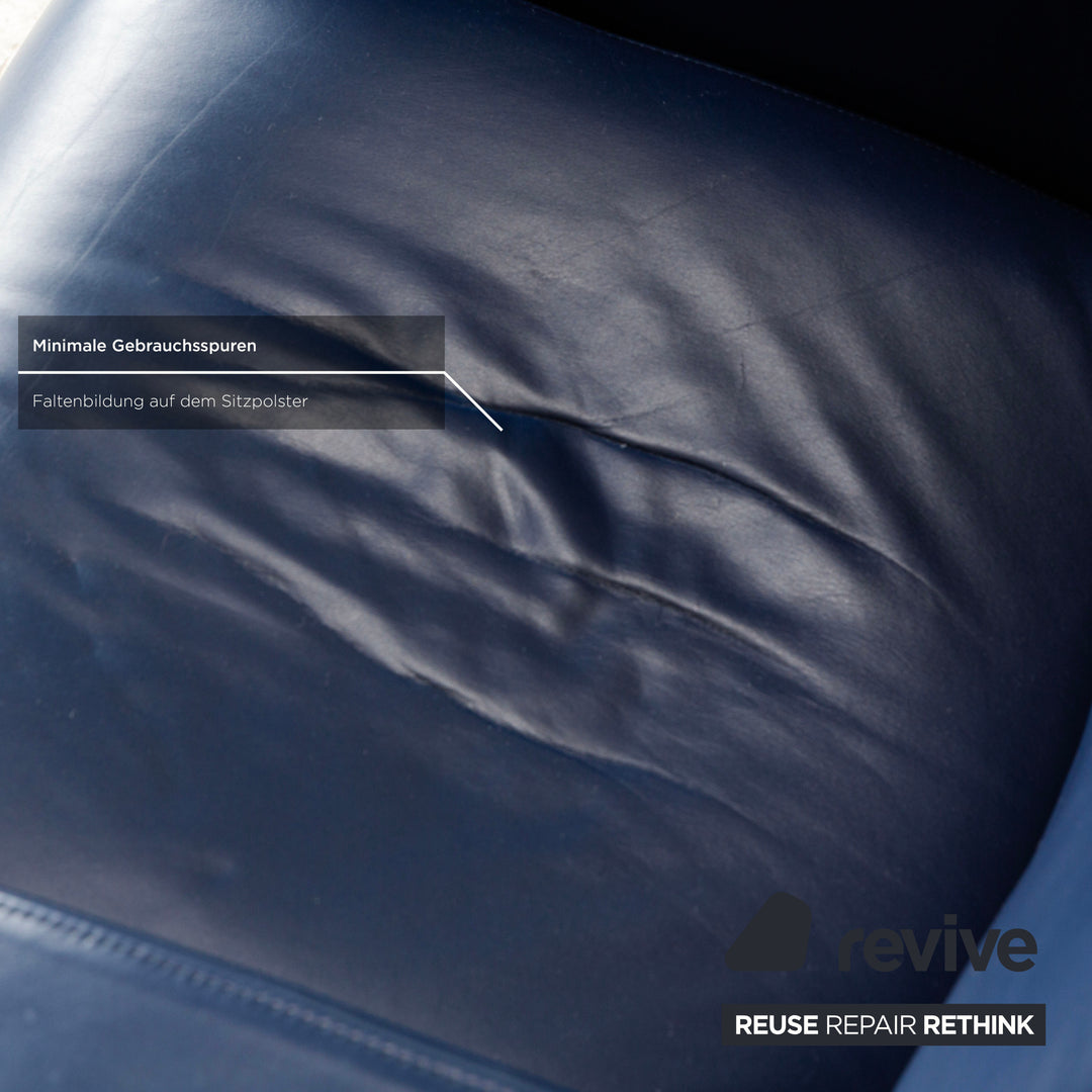 Fauteuil en cuir bleu Rolf Benz à fonction manuelle