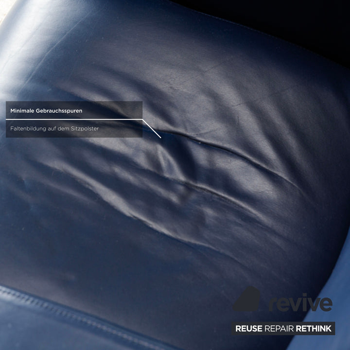 Fauteuil en cuir bleu Rolf Benz à fonction manuelle