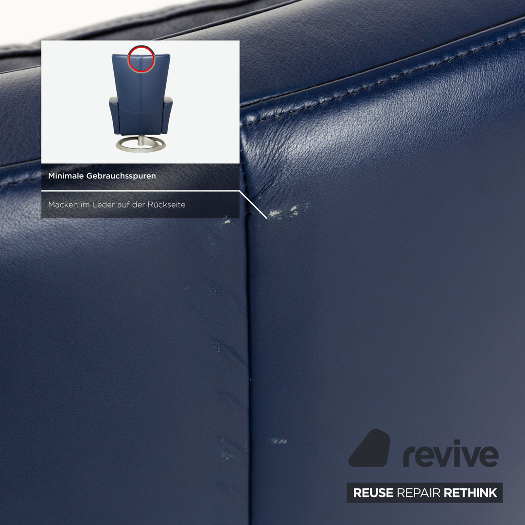 Fauteuil en cuir bleu Rolf Benz à fonction manuelle