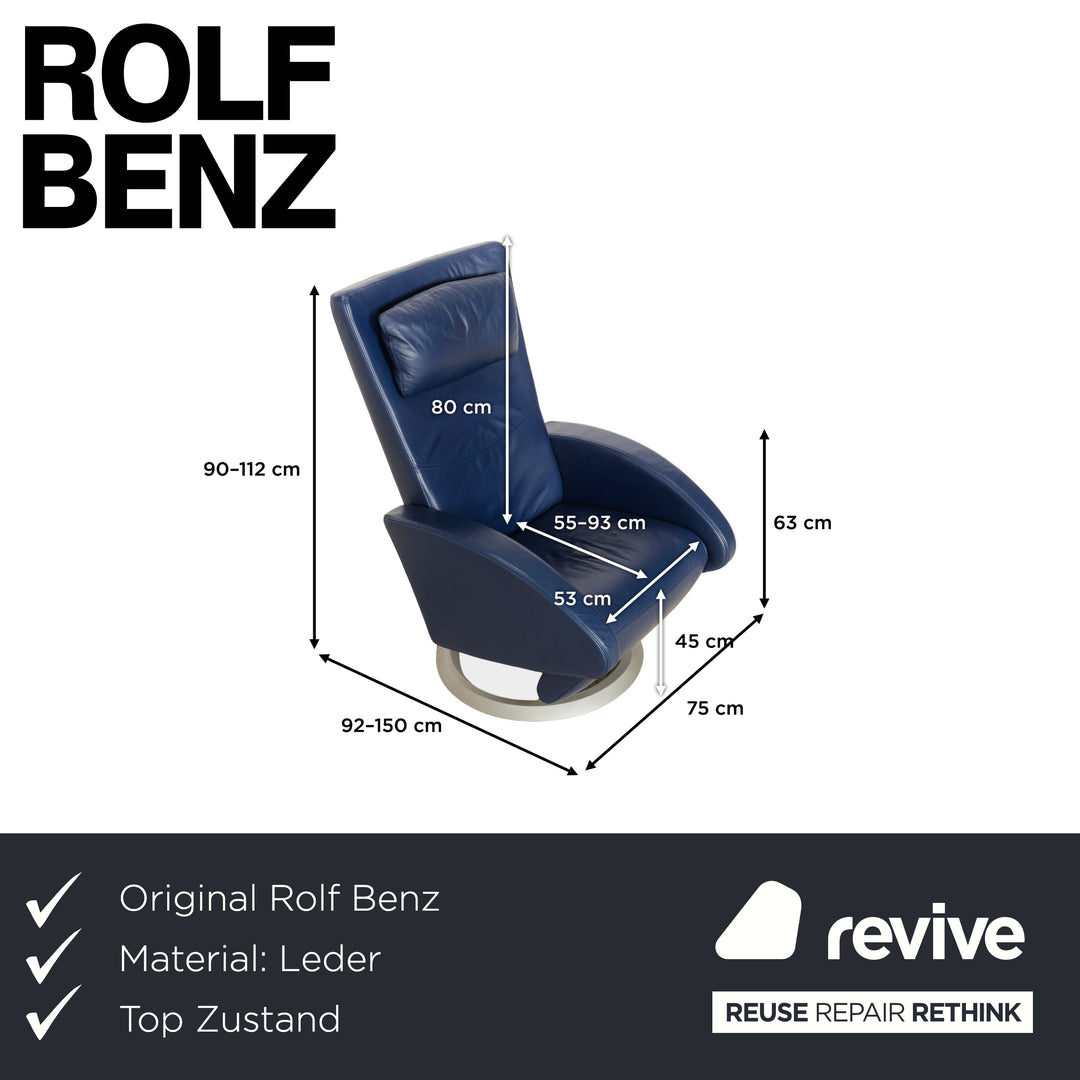 Rolf Benz Leder Sessel Blau manuelle Funktion