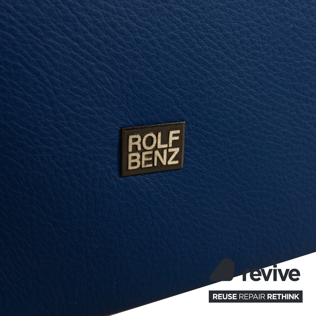 Rolf Benz leather armchair blue wheels