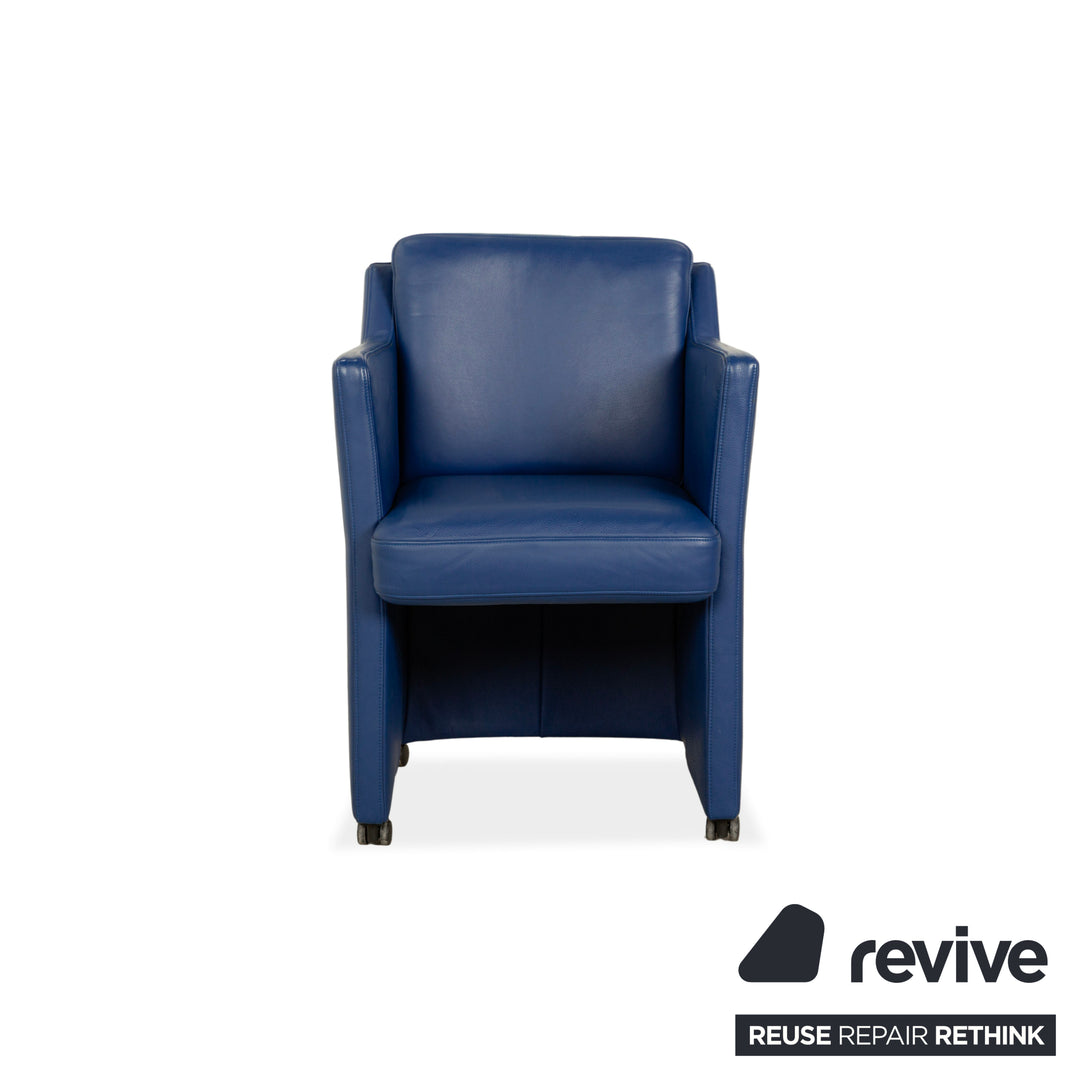 Rolf Benz Leder Sessel Blau Rollen