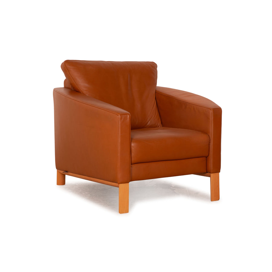 Rolf Benz leather armchair brown cognac