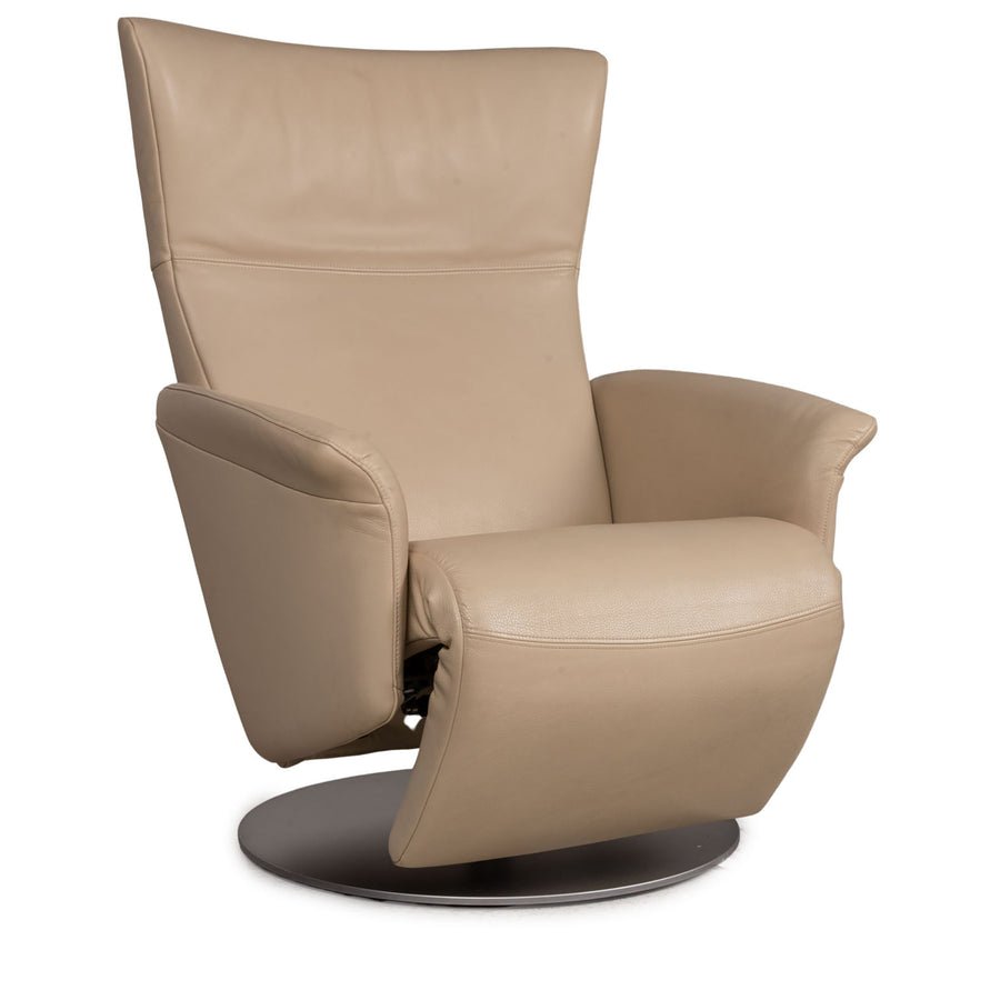 Rolf Benz leather armchair cream beige function manual relaxation function swivel function