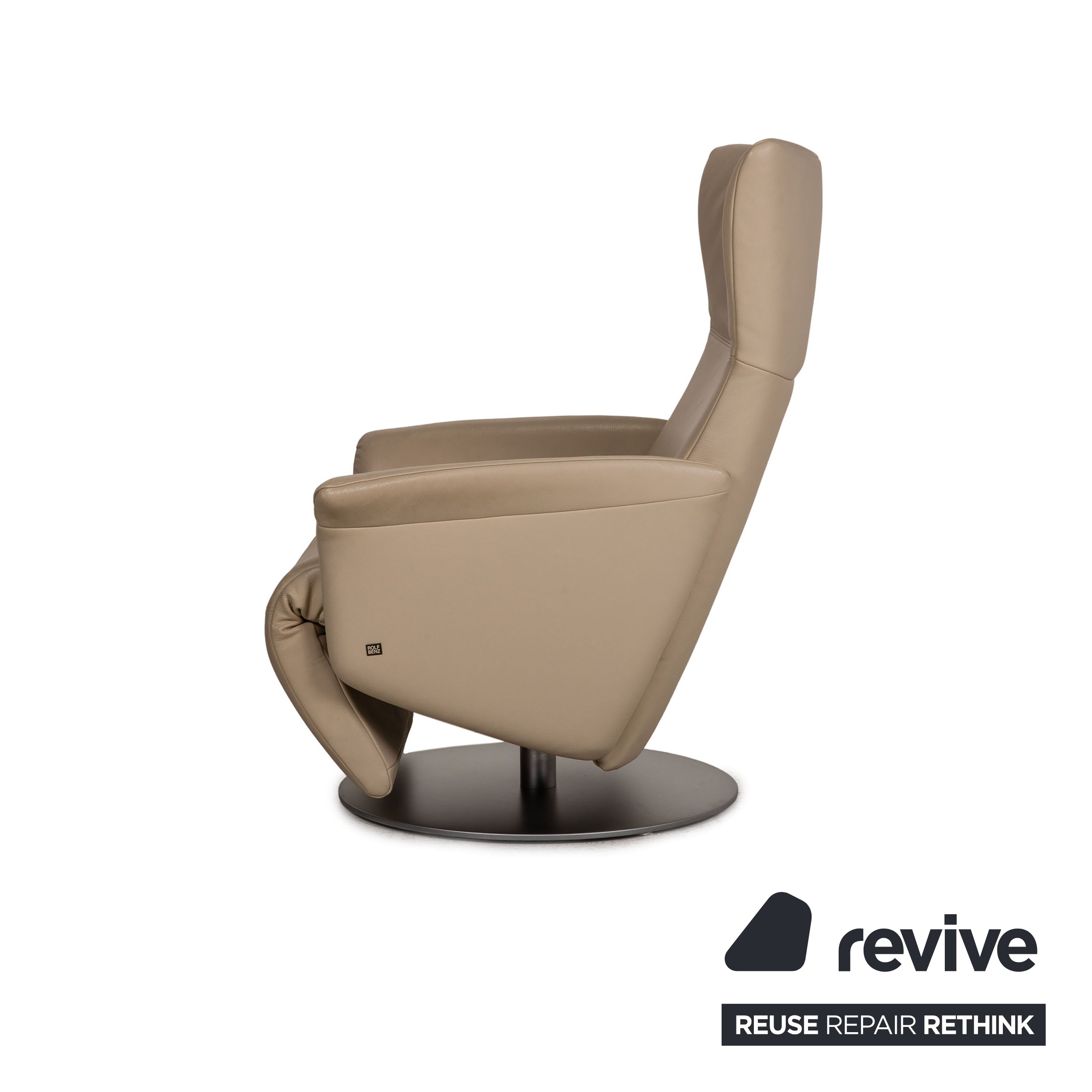 Rolf Benz leather armchair cream beige function manual relaxation function swivel function