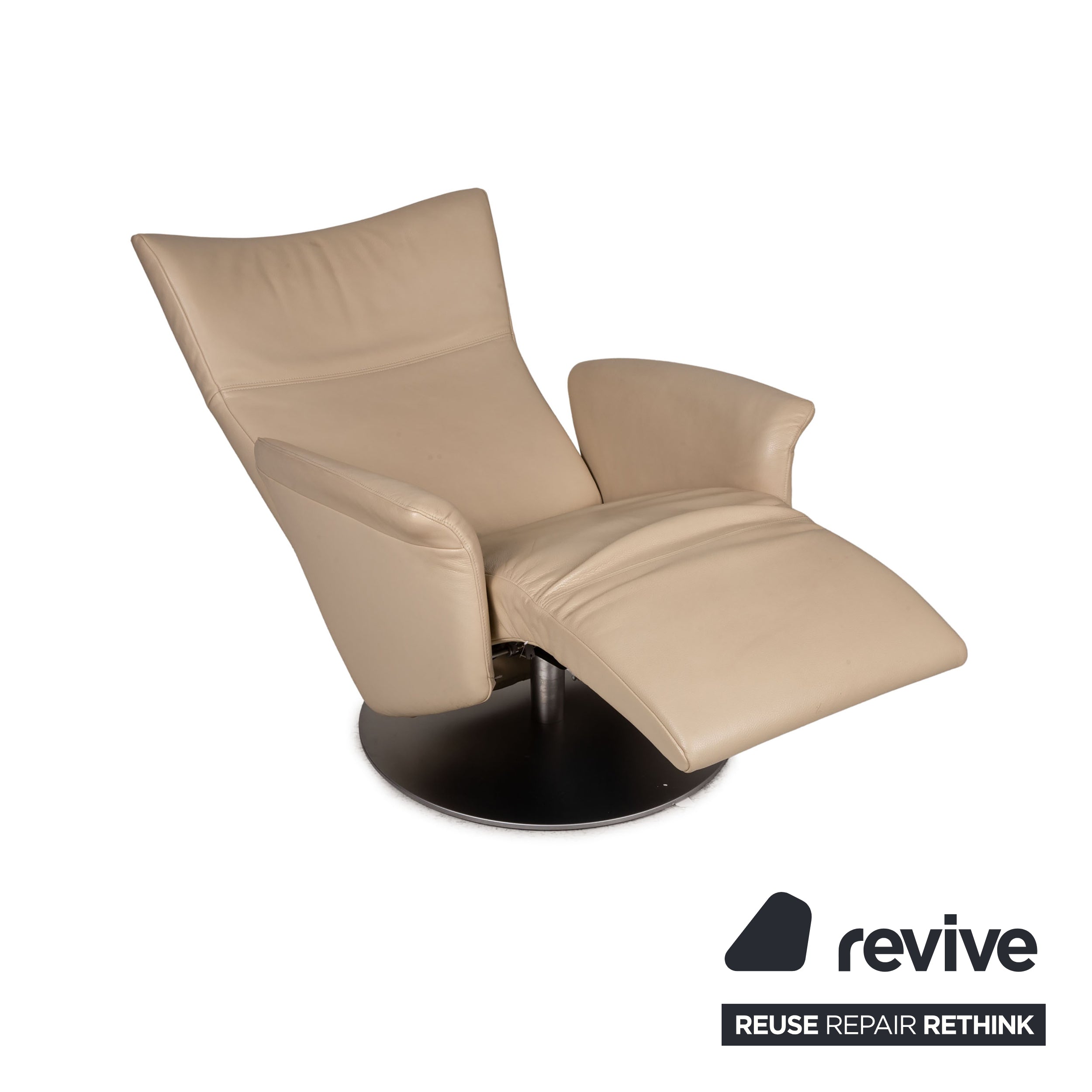 Rolf Benz leather armchair cream beige function manual relaxation function swivel function