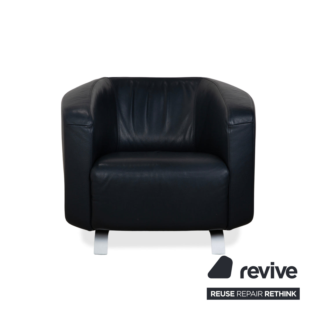 Rolf Benz Leder Sessel Dunkelblau