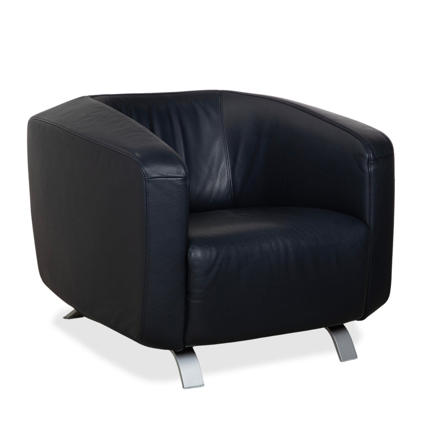 Rolf Benz Leder Sessel Dunkelblau